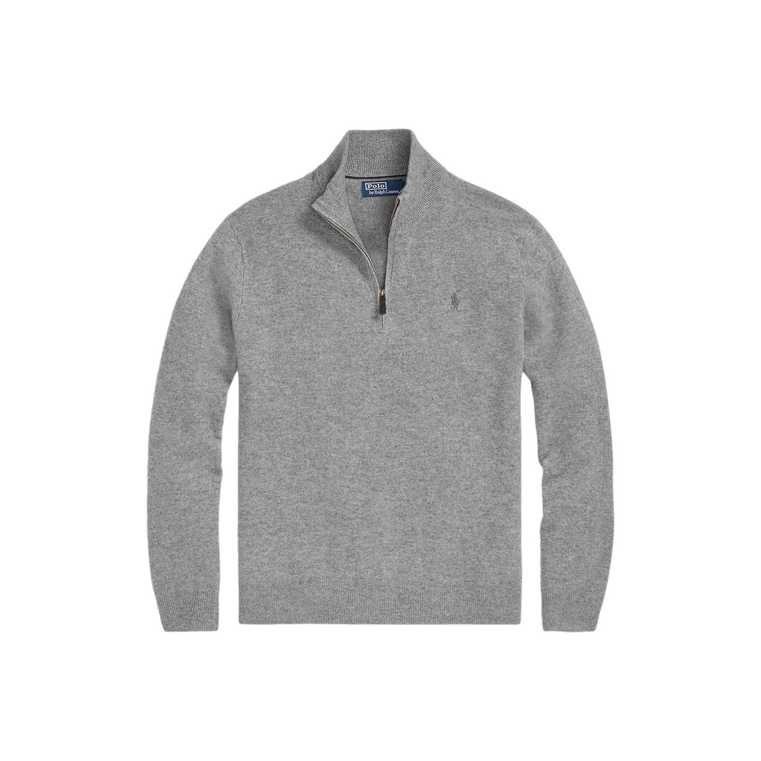 Polo Ralph Lauren Wool Quarter-Zip Sweater Genser Lysegrå - chrismoa.no
