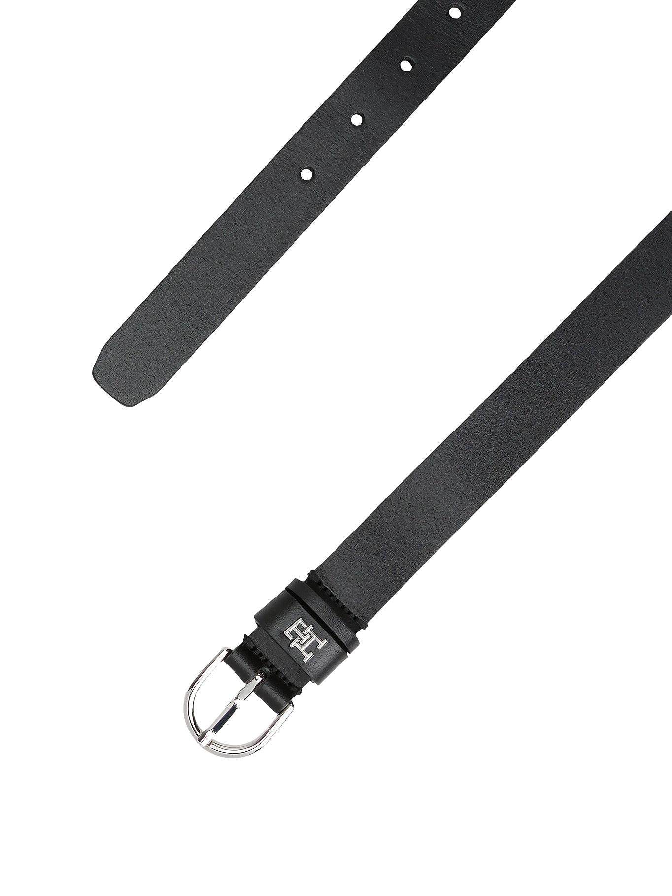 Tommy Hilfiger Essential TH Monogram Leather Belt Belte Sort - chrismoa.no