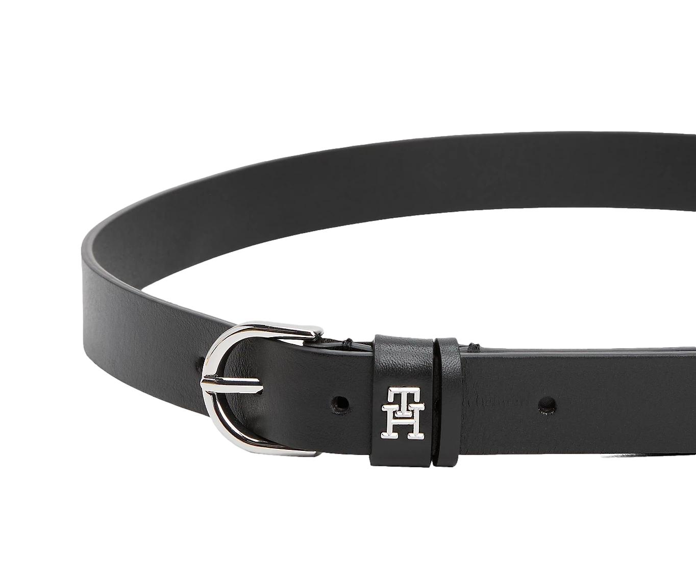 Tommy Hilfiger Essential TH Monogram Leather Belt Belte Sort - chrismoa.no