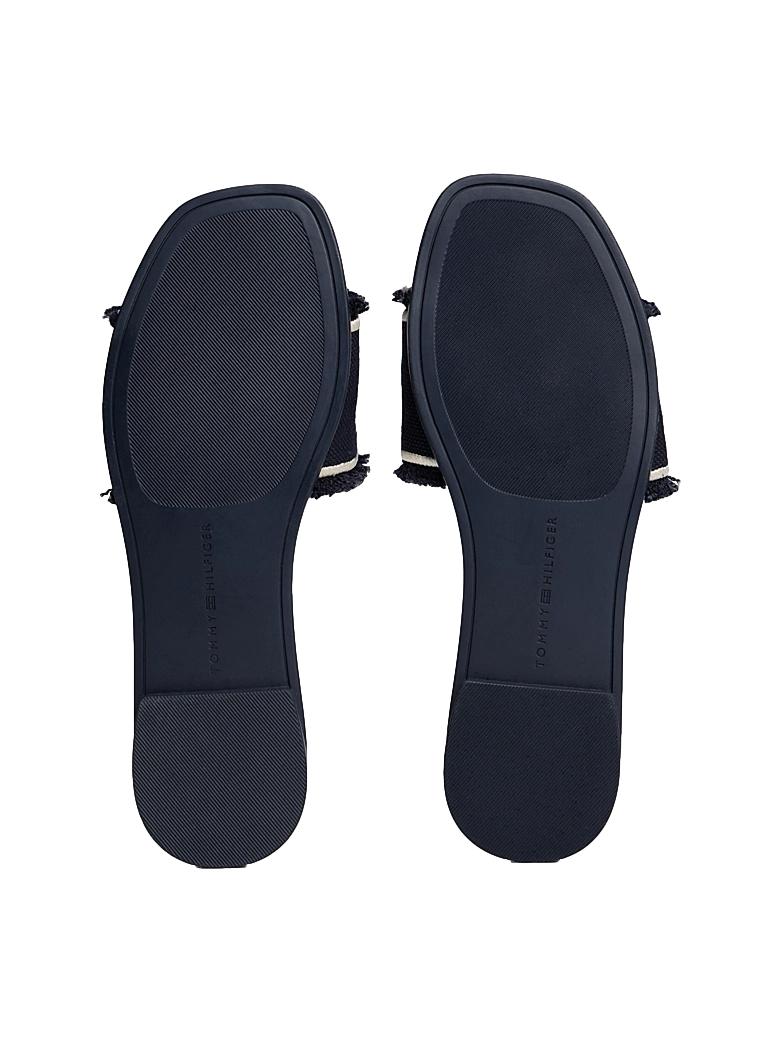 Tommy Hilfiger Fringe Canvas Flat Sandal Sko Blå - chrismoa.no