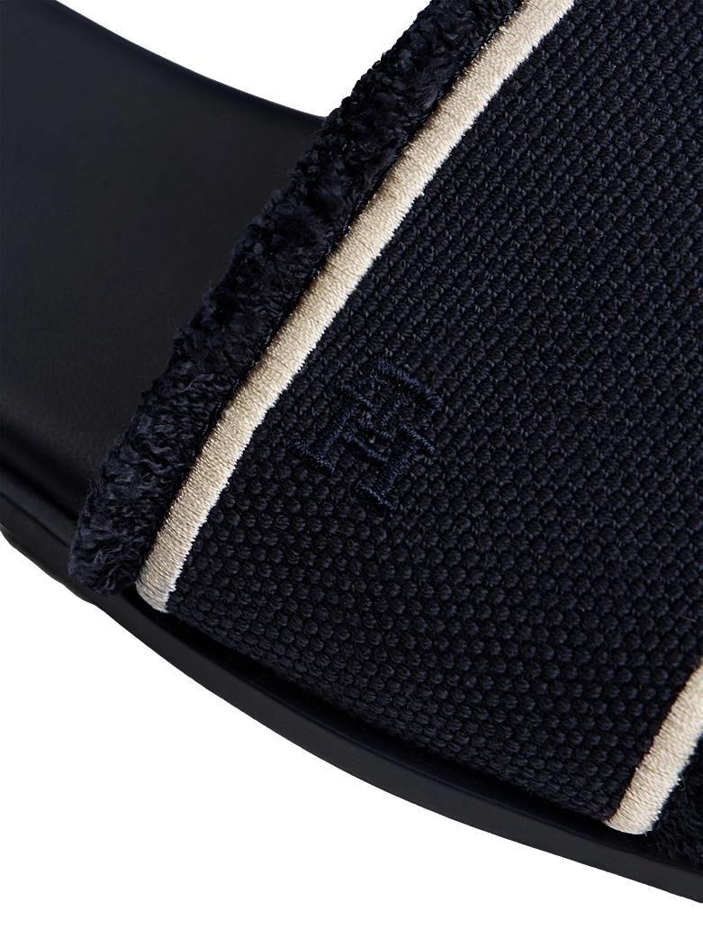 Tommy Hilfiger Fringe Canvas Flat Sandal Sko Blå - chrismoa.no