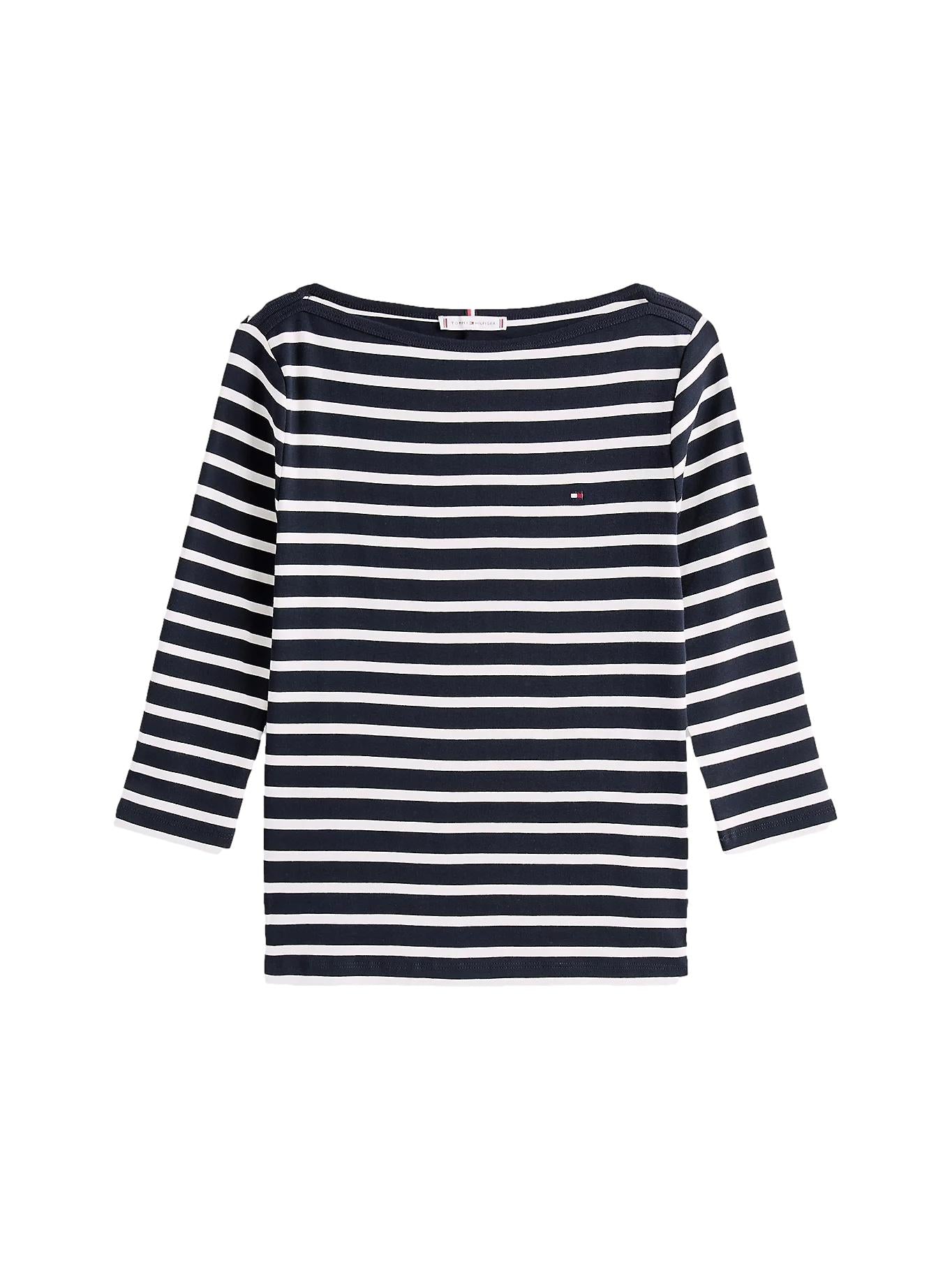 Tommy Hilfiger Cody Slim Boat genser med 3/4-ermer i marineblå, casual klesplagg for menn.