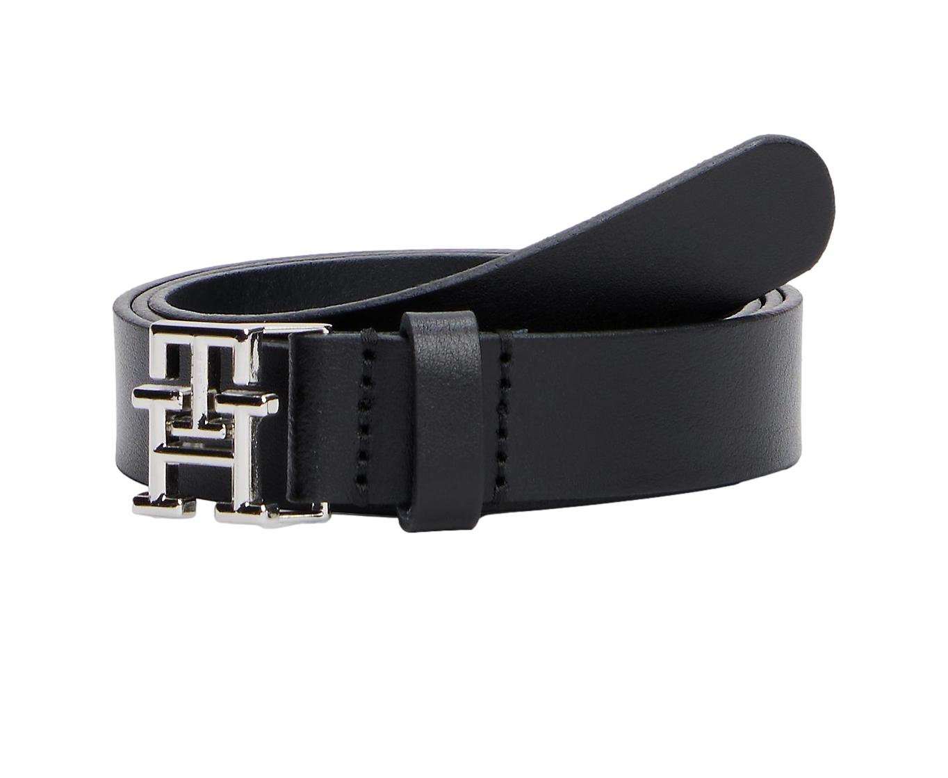 Tommy Hilfiger TH Emblem Plaque Leather Belt Belte Sort - chrismoa.no