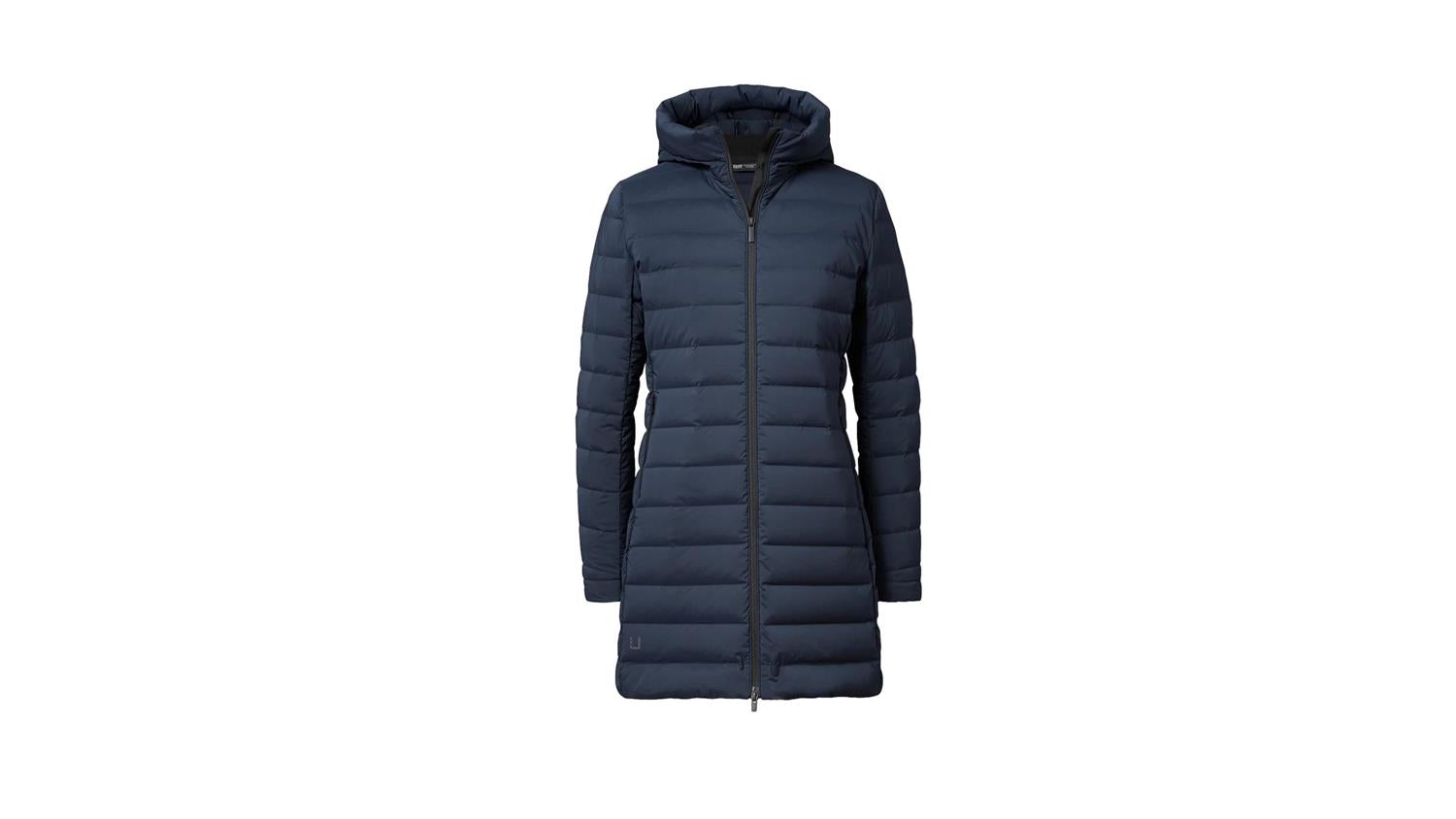 UBR Ion Parka jakke i marineblå med varm pelskrage, vanntett og vindtett, perfekt for kaldt vær.
