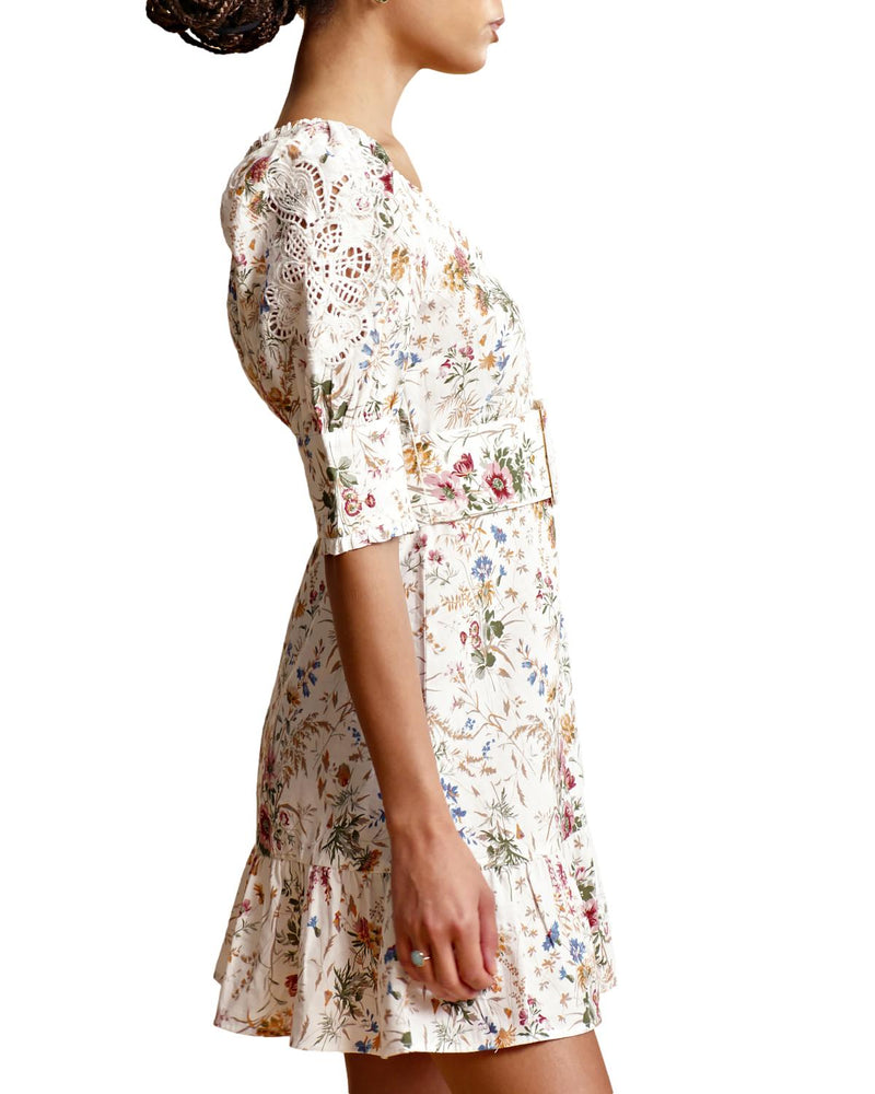 By TiMo Linen Mini Dress Kjole Blomster - chrismoa.no