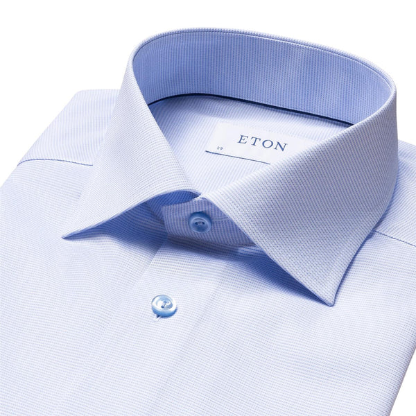 Eton Slim Light Blue Twill Shirt Skjorte Lyseblå - chrismoa.no