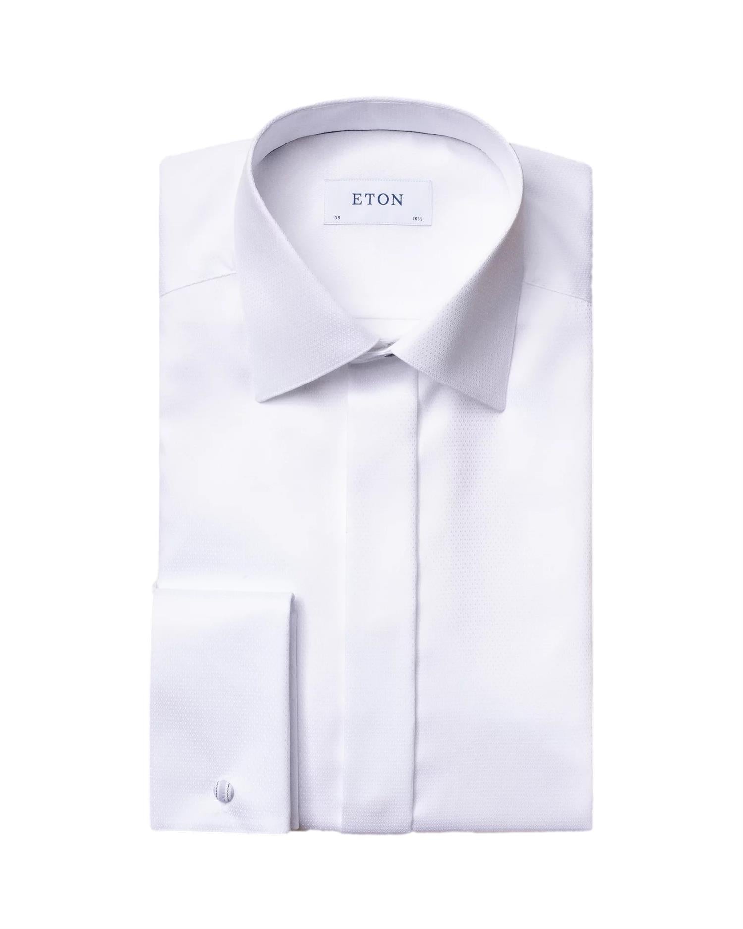 Eton White Dobby Evening Shirt Skjorte Hvit - chrismoa.no