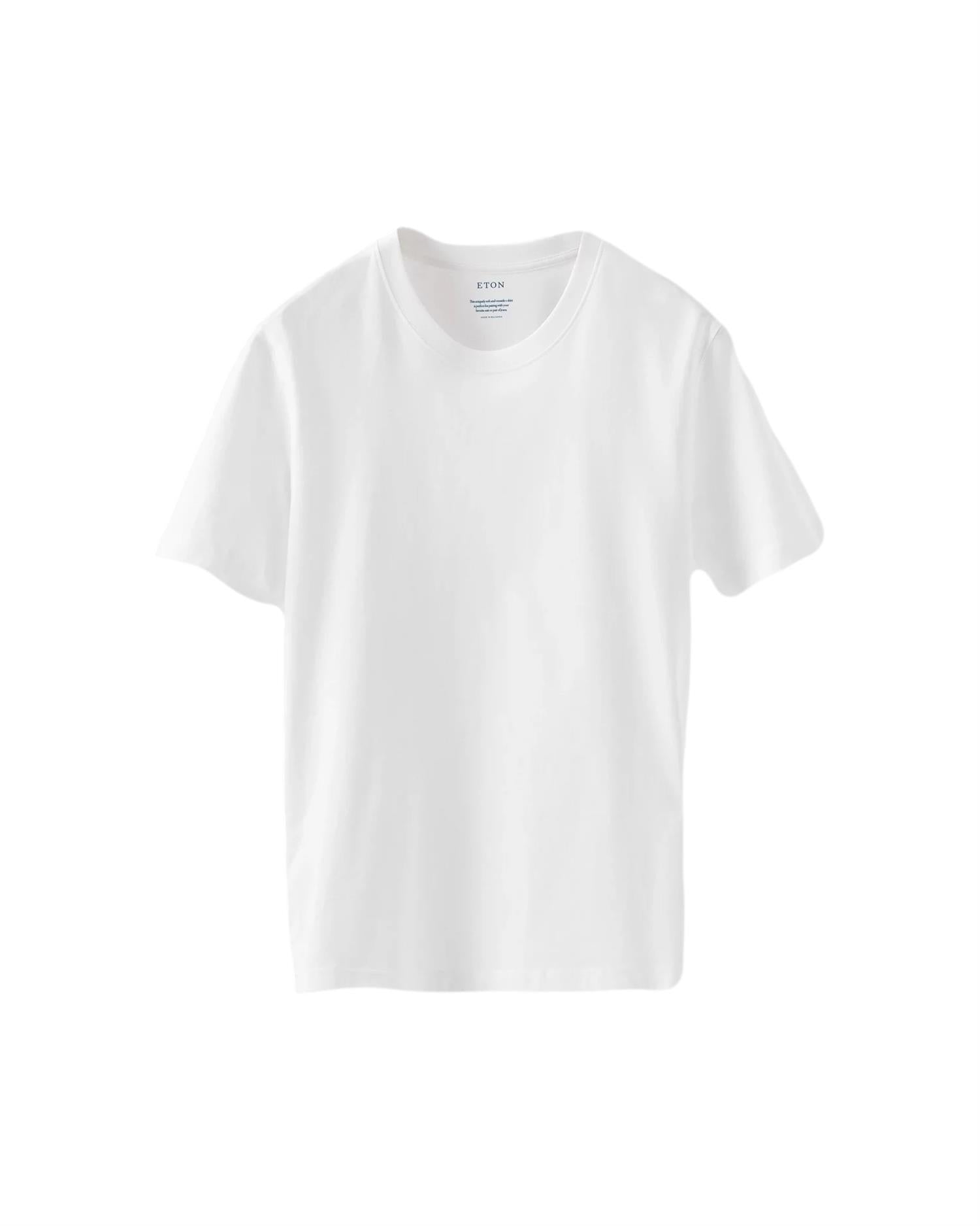 Eton White Cotton Single Jersey T-shirt T-Shirt Hvit - chrismoa.no