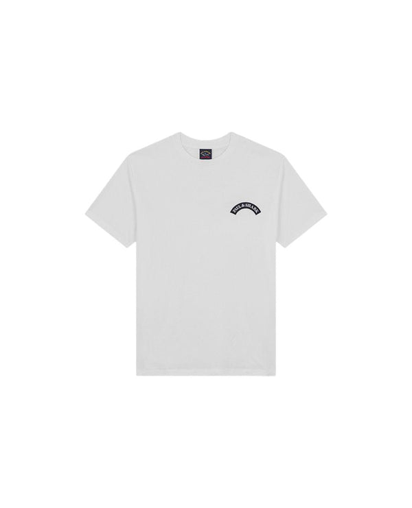 Paul & Shark Organic cotton T-Shirt with Shark print and Paul&Shark badge T-Shirt Hvit - chrismoa.no