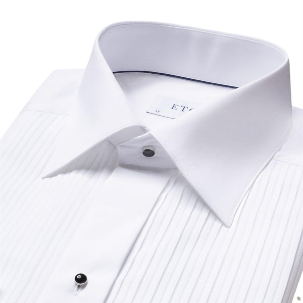 Eton Slim White Plissé Shirt - Moderate Cut Away Skjorte Hvit - chrismoa.no