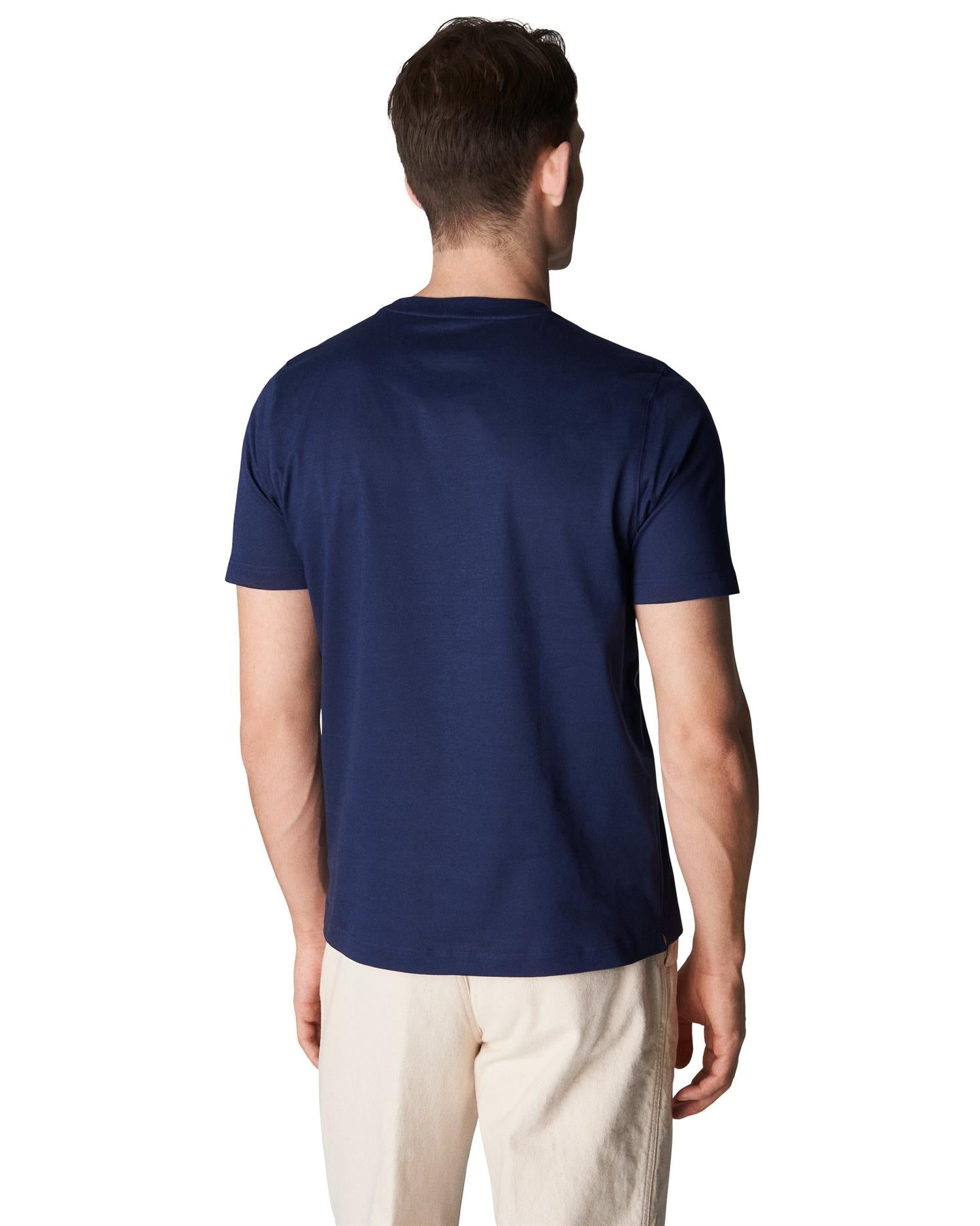 Eton Navy Blue Cotton-linen T-shirt T-Shirt Marine - chrismoa.no