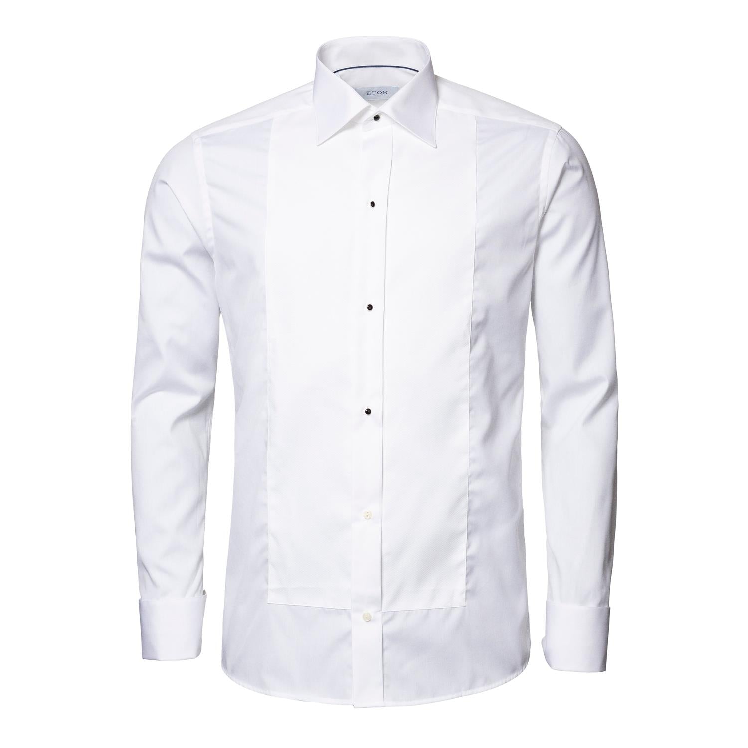 Eton Piqué black tie shirt Slim Skjorte Hvit - chrismoa.no