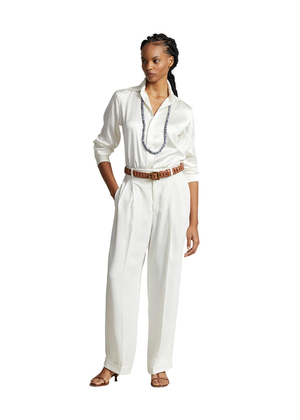 Polo Ralph Lauren Classic Fit Silk Shirt Skjorte Off-White - chrismoa.no