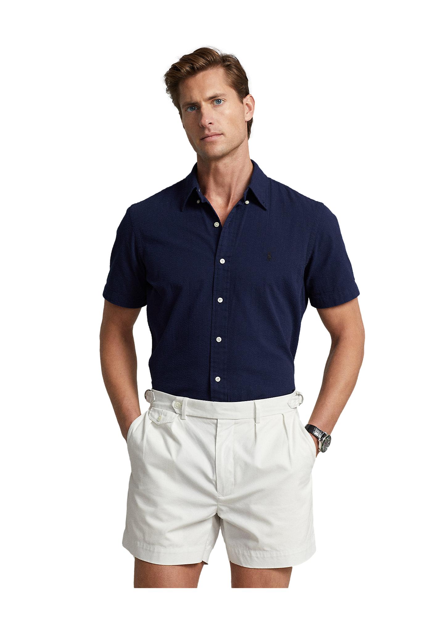 Polo Ralph Lauren Custom Fit Seersucker Shirt Skjorte Marine - chrismoa.no