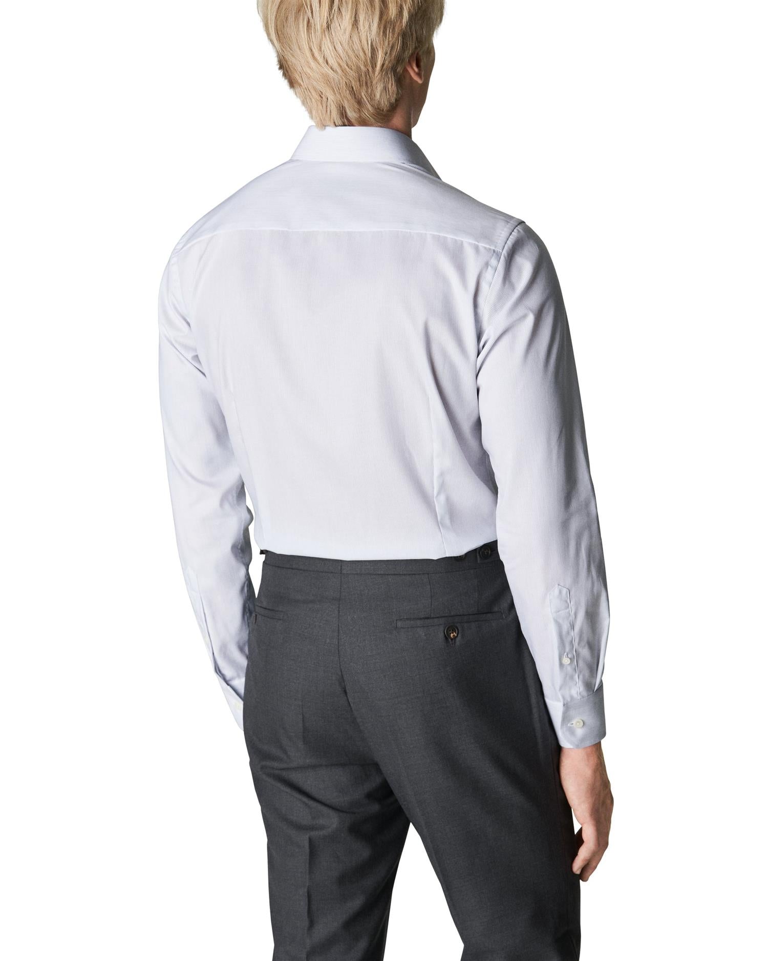 Eton Contemporary Navy Blue Hairline Striped Twill Shirt Skjorte Striper - chrismoa.no