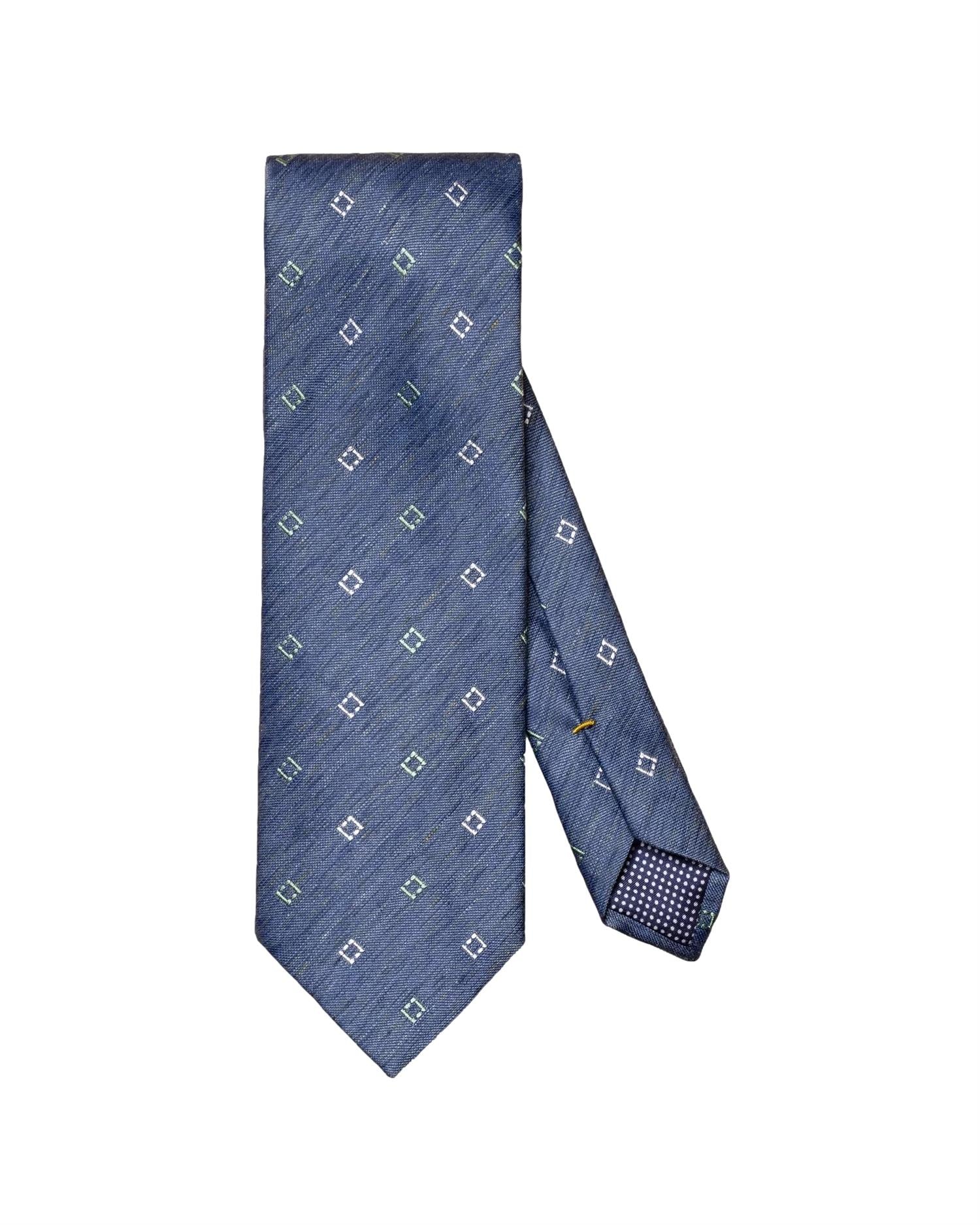 Eton Navy Blue Geometric Silk Linen Tie Slips Marine - chrismoa.no