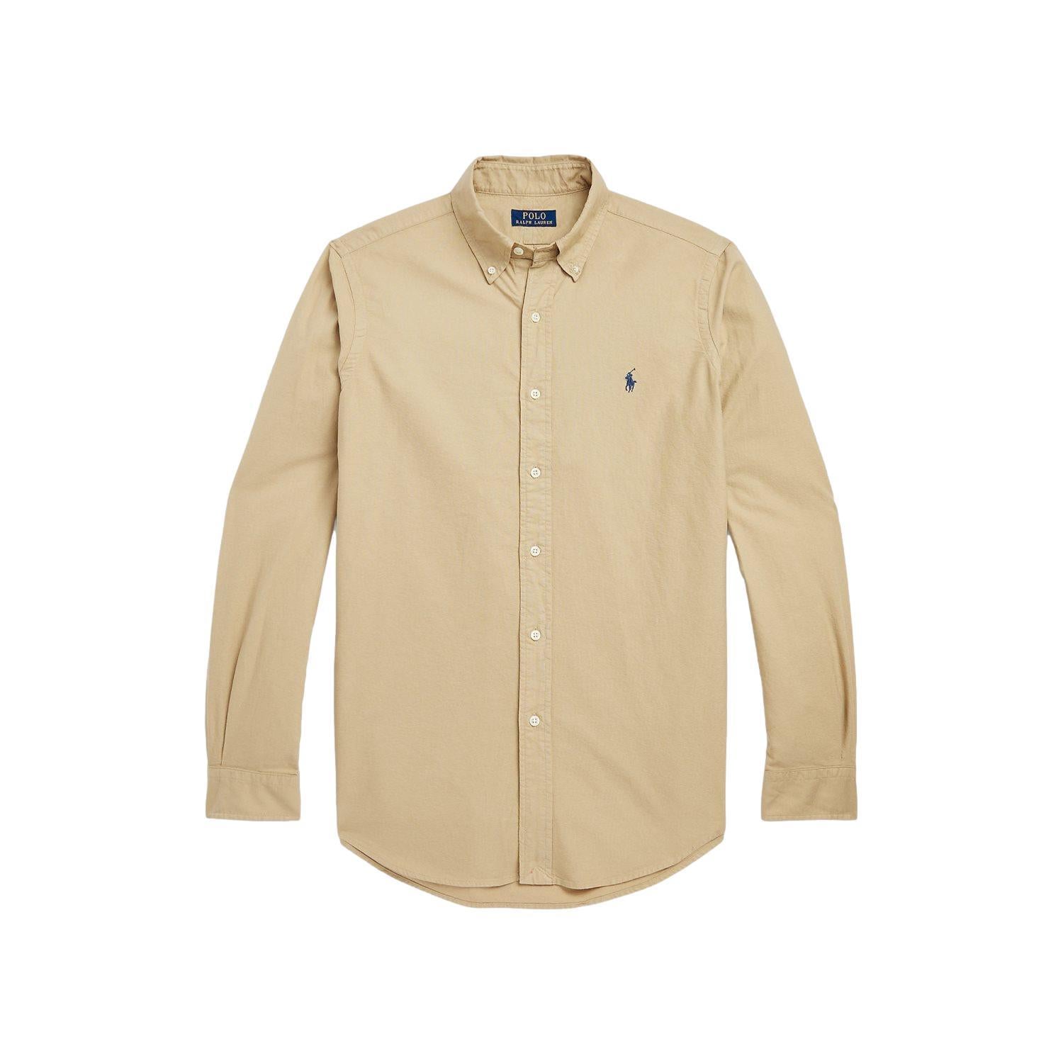 Polo Ralph Lauren Slim Fit Garment-Dyed Oxford Shirt Skjorte Beige - chrismoa.no