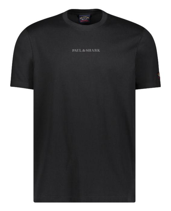 Paul & Shark Organic cotton T-Shirt with Paul&Shark print T-Shirt Sort - chrismoa.no