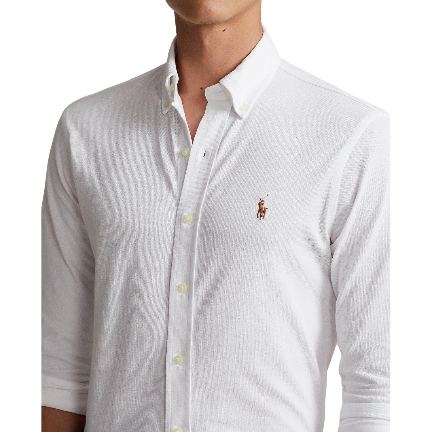 Polo Ralph Lauren Knit Oxford Shirt Skjorte Hvit - chrismoa.no