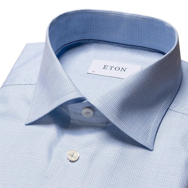 Eton Check Signature Oxford Shirt Skjorte Lyseblå - chrismoa.no