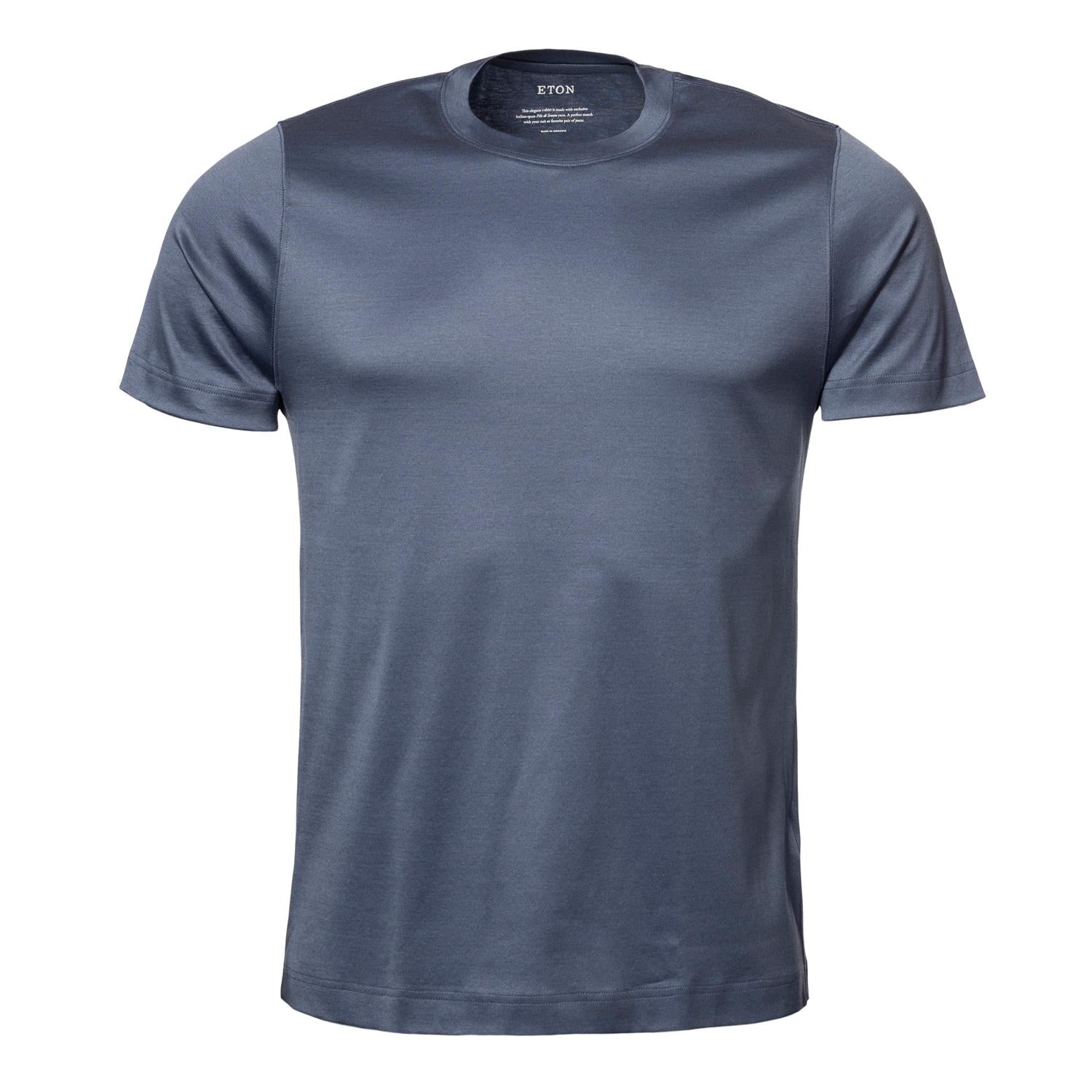 Eton Gray Filo di Scozia T-Shirt T-Shirt Dueblå - chrismoa.no