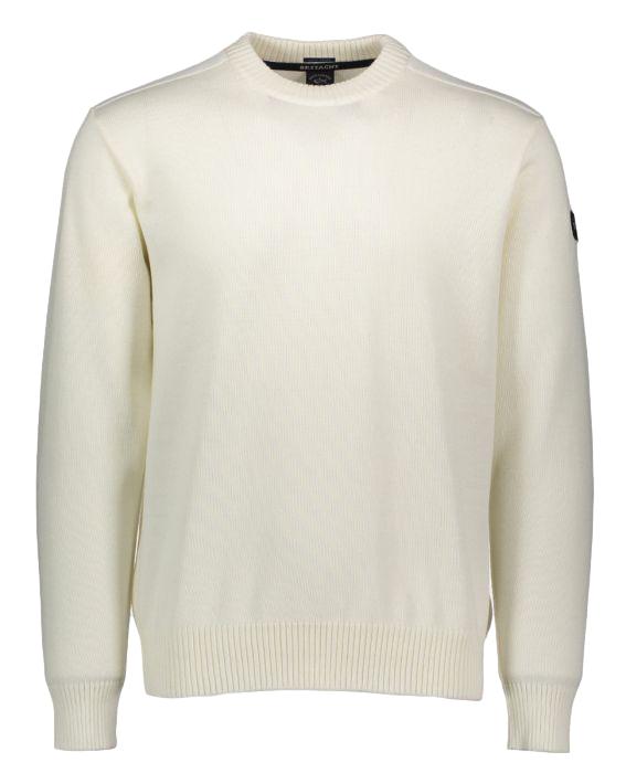 Paul & Shark Bretagne wool crew neck with iconic badge Genser Off-White - chrismoa.no