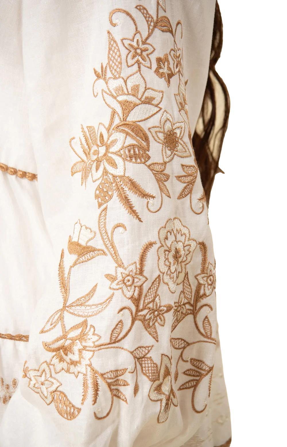 Hale Bob Venize Embroidered Linen Dress Kjole Hvit - chrismoa.no
