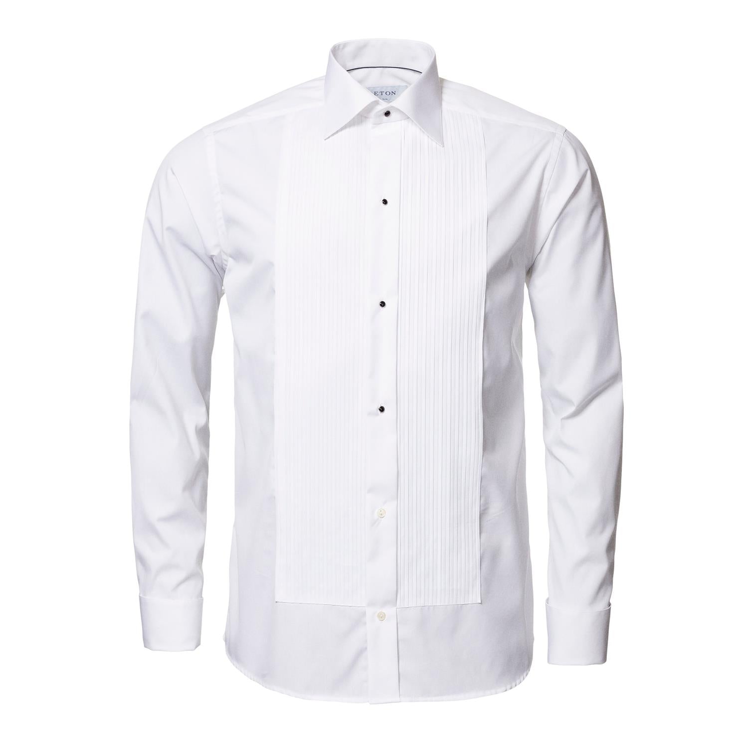 Eton Contemporary Plissé black tie shirt Skjorte Hvit - chrismoa.no