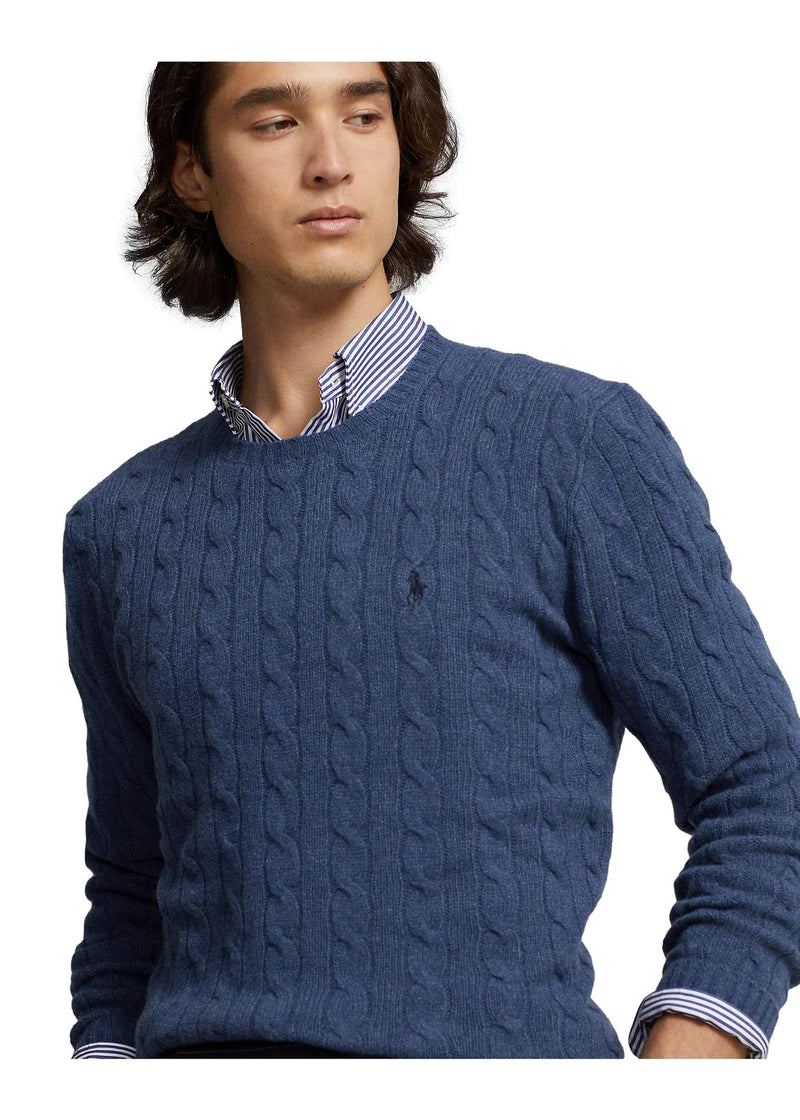Polo Ralph Lauren Cable-Knit Wool-Cashmere Sweater Genser Blå Melert - chrismoa.no