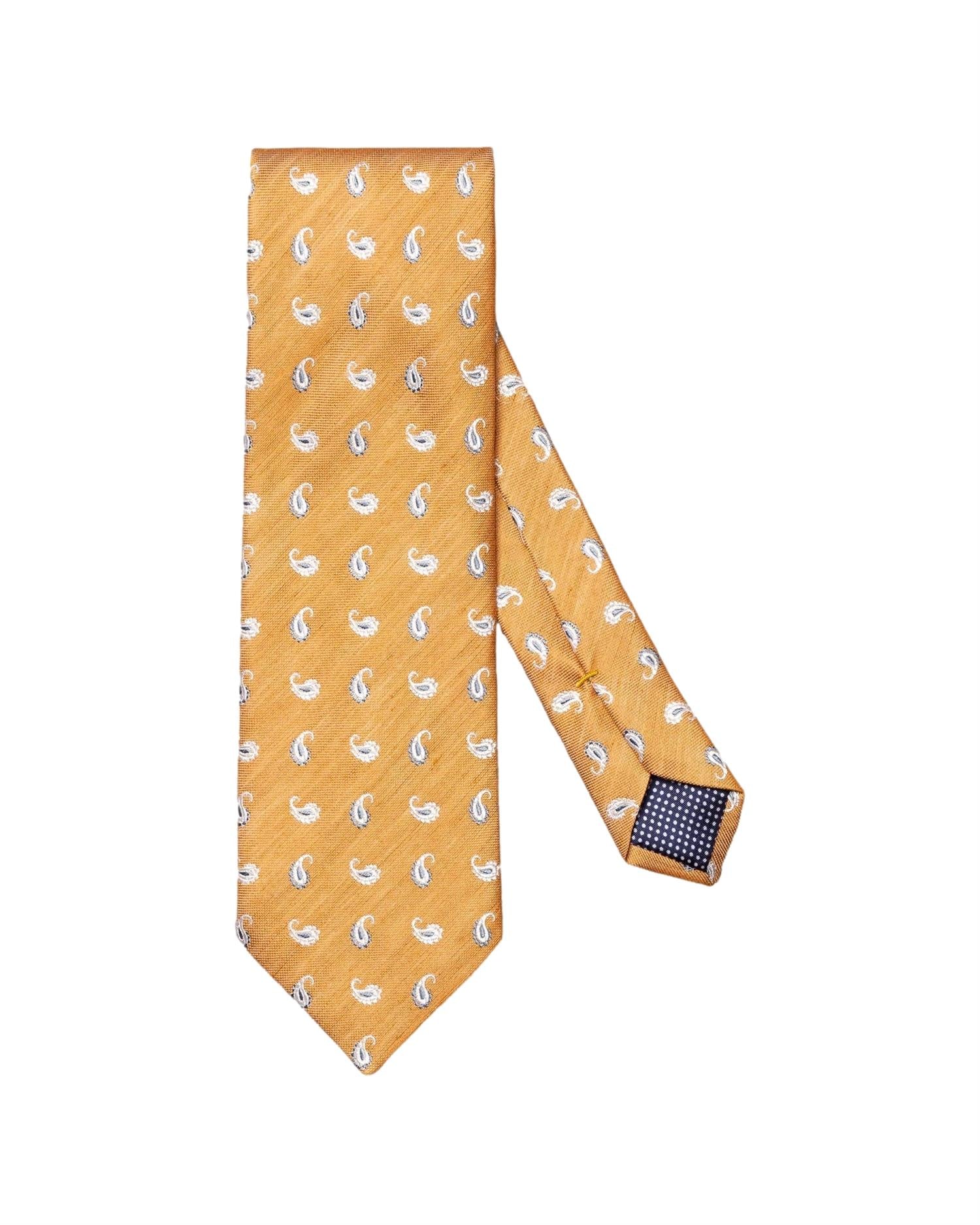 Eton Orange Paisley Silk Linen Tie Slips Oransje - chrismoa.no
