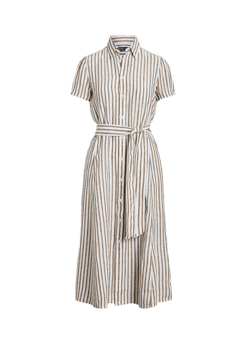 Polo Ralph Lauren Striped Linen Short-Sleeve Shirtdress Kjole Striper - chrismoa.no
