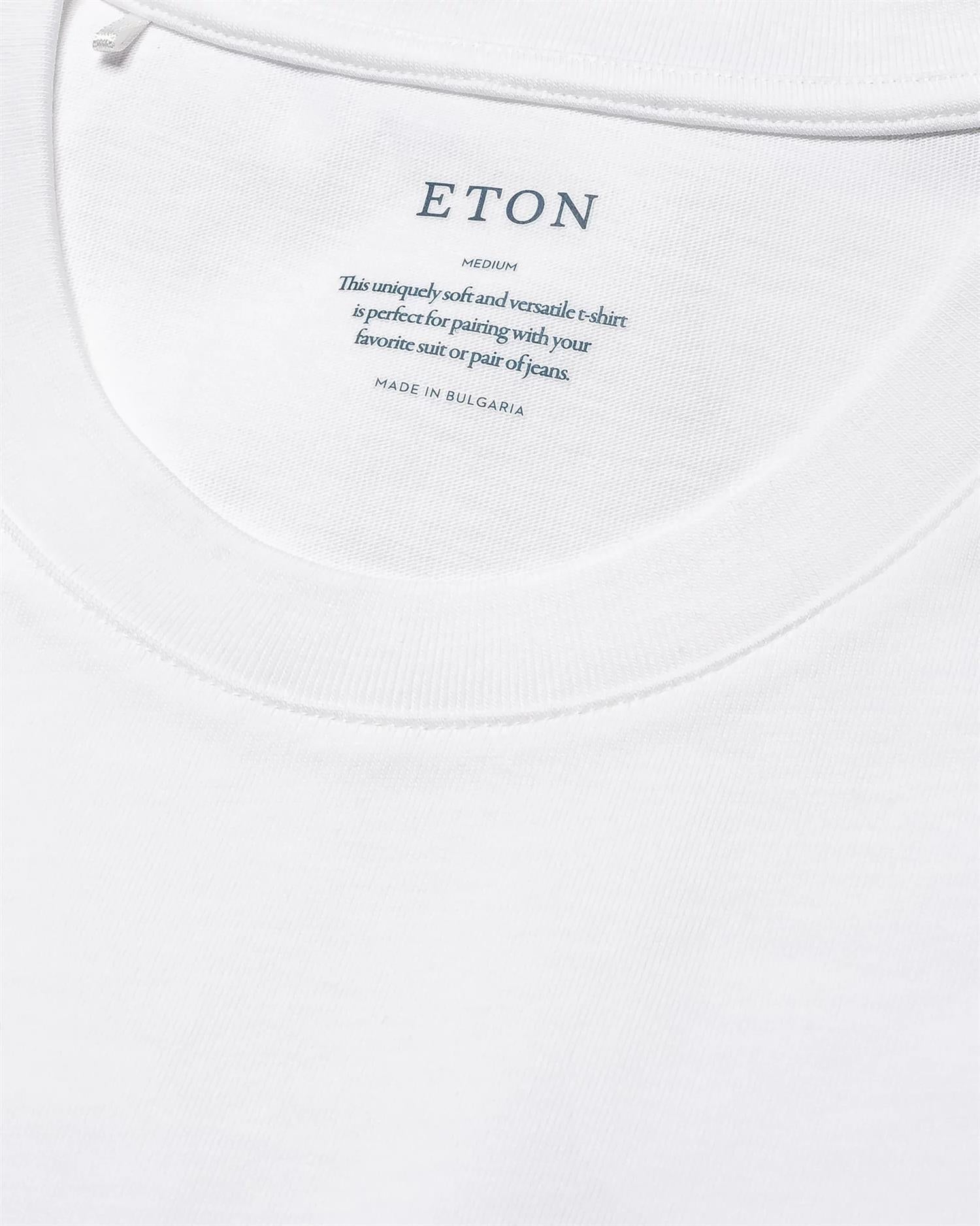 Eton White Cotton Single Jersey T-shirt T-Shirt Hvit - chrismoa.no