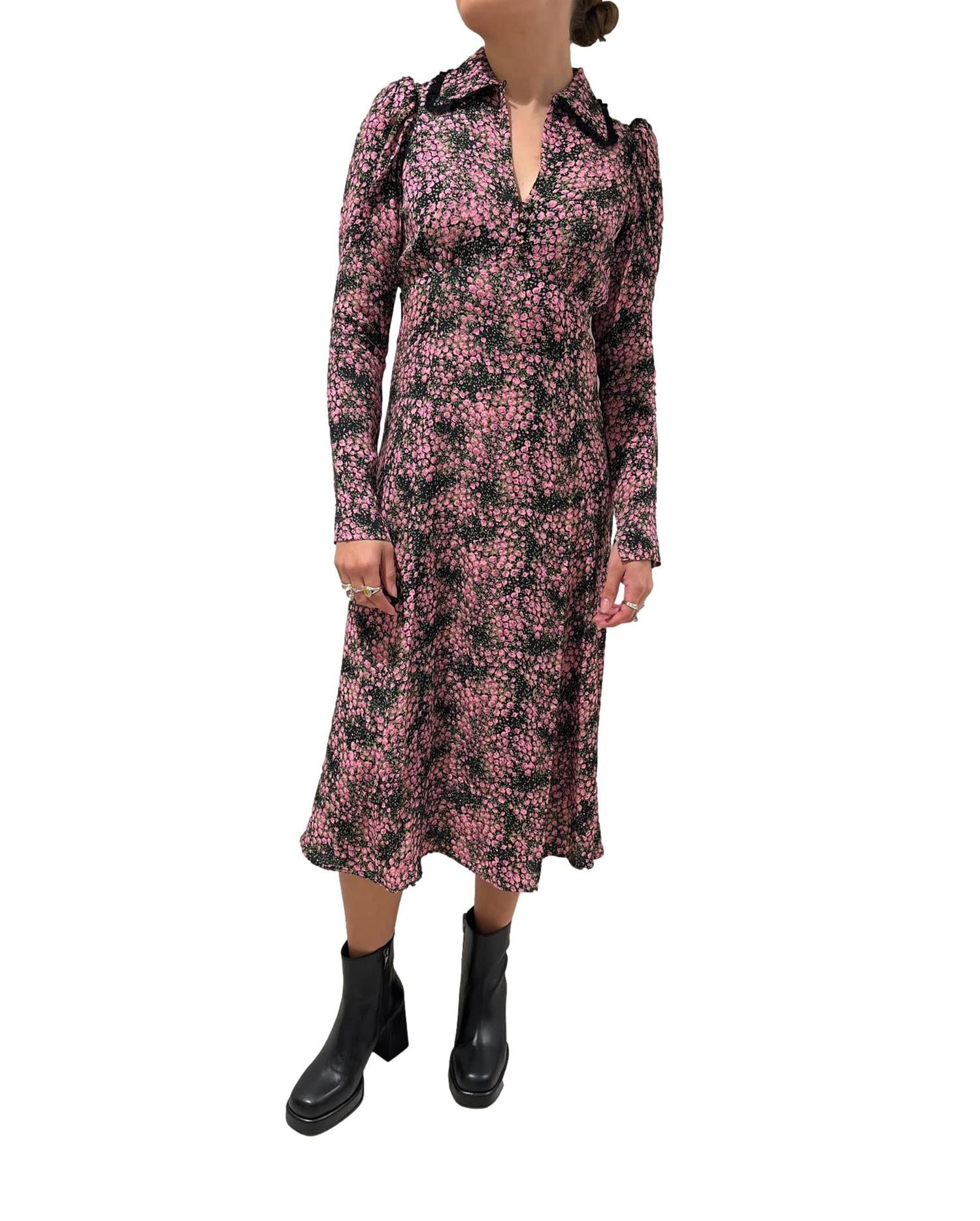 By TiMo Autumn Collar Dress Kjole Blomster - chrismoa.no