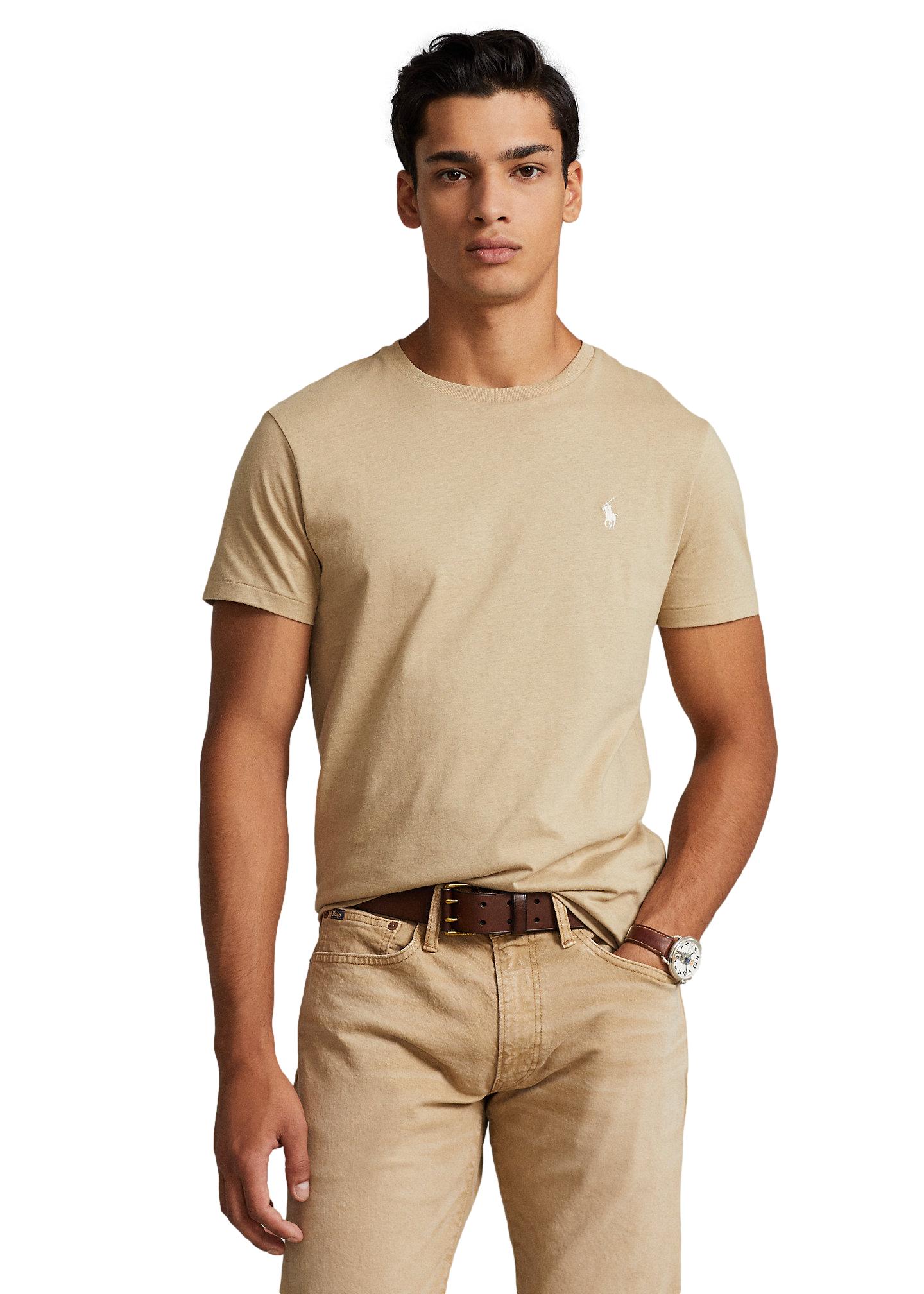 Polo Ralph Lauren Custom Slim Fit Jersey Crewneck T-Shirt T-Shirt Beige - chrismoa.no