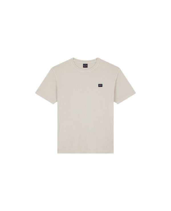 Paul & Shark Garment dyed cotton t-shirt with iconic badge T-Shirt Gråbeige - chrismoa.no