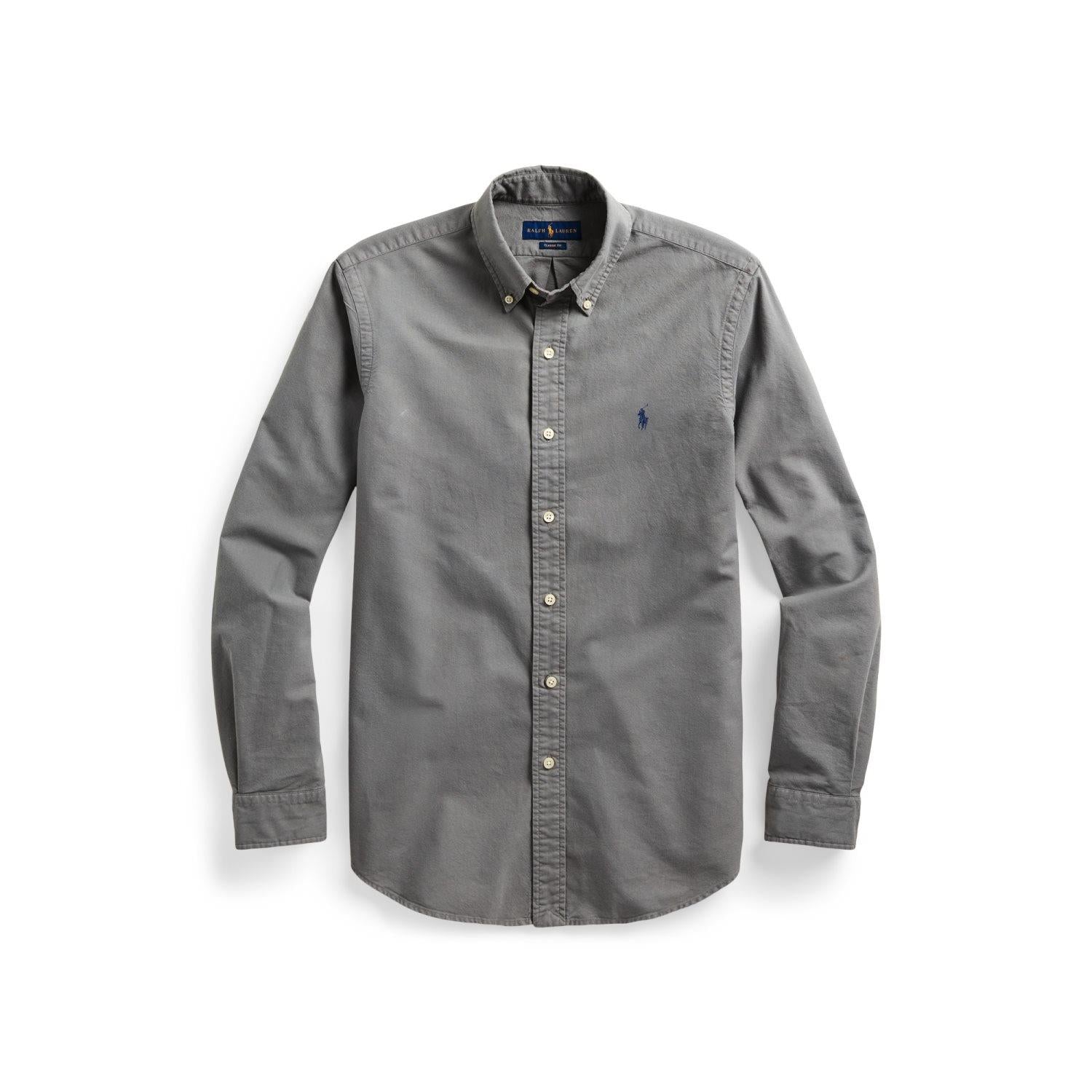 Polo Ralph Lauren Slim Fit Garment-Dyed Oxford Shirt Skjorte Grå - chrismoa.no