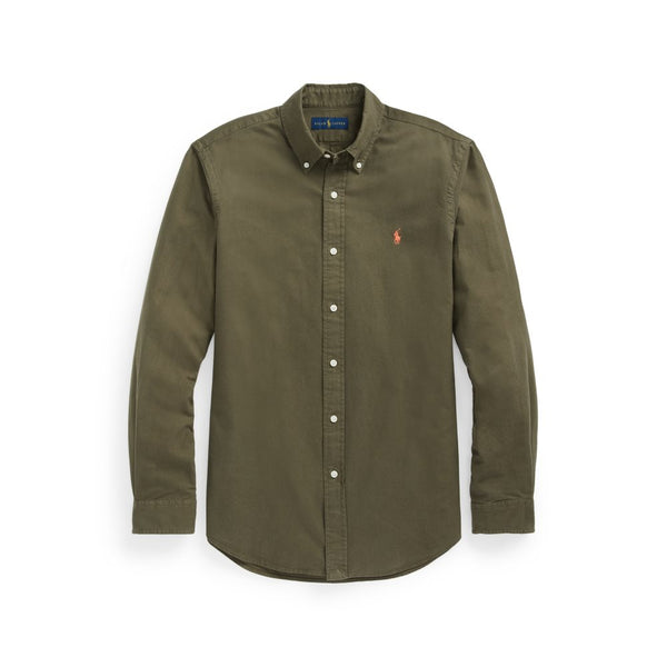 Polo Ralph Lauren Slim Fit Garment-Dyed Oxford Shirt Skjorte Oliven - chrismoa.no