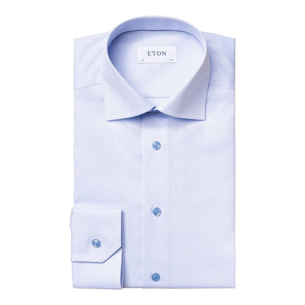 Eton Slim Light Blue Twill Shirt Skjorte Lyseblå - chrismoa.no