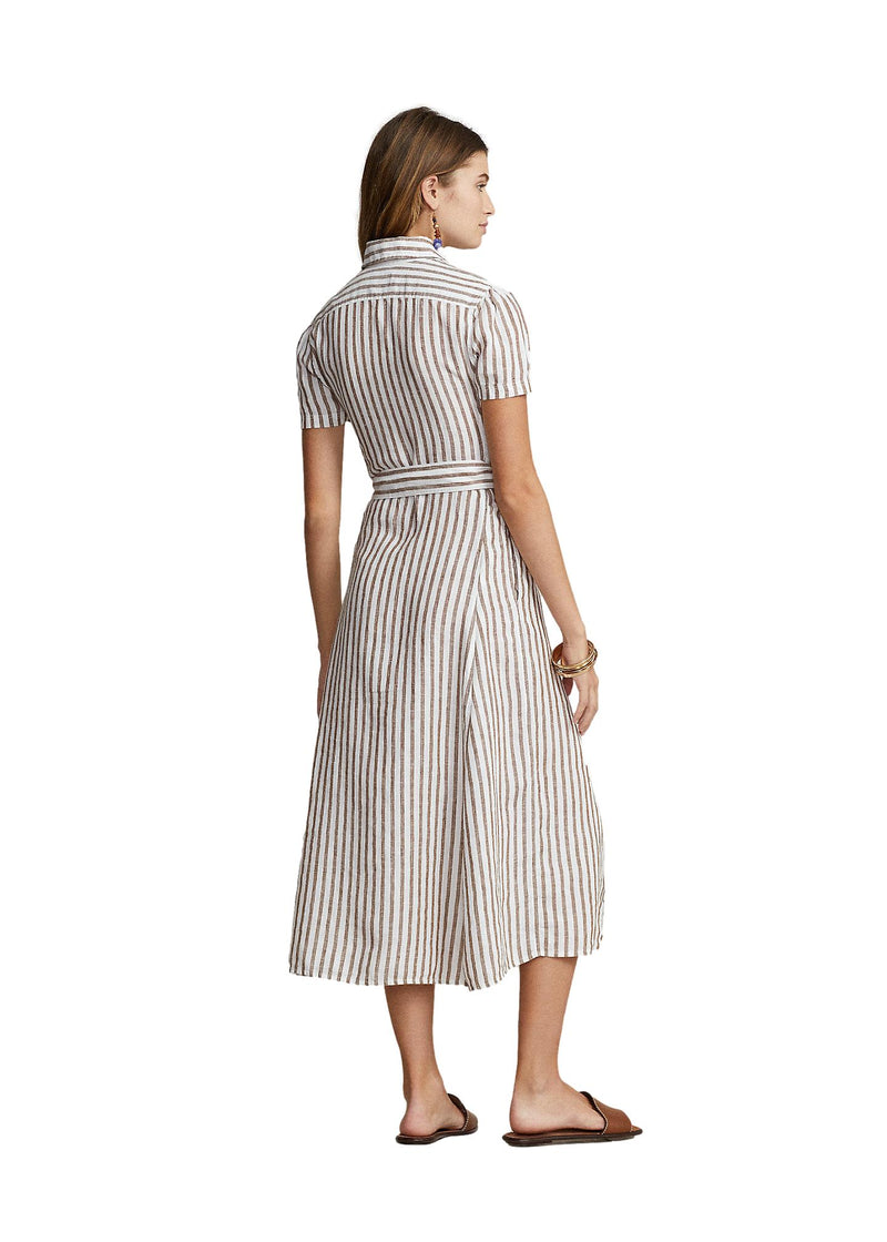 Polo Ralph Lauren Striped Linen Short-Sleeve Shirtdress Kjole Striper - chrismoa.no