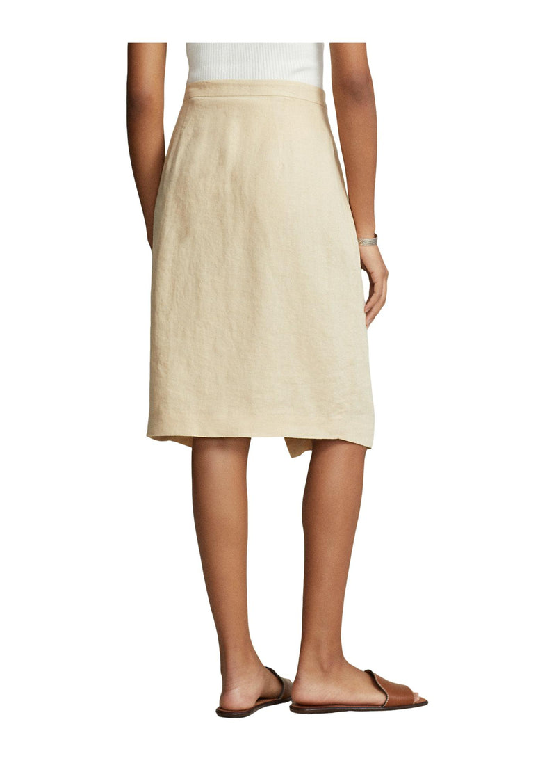 Polo Ralph Lauren Linen Wrap Skirt Skjørt Beige - chrismoa.no