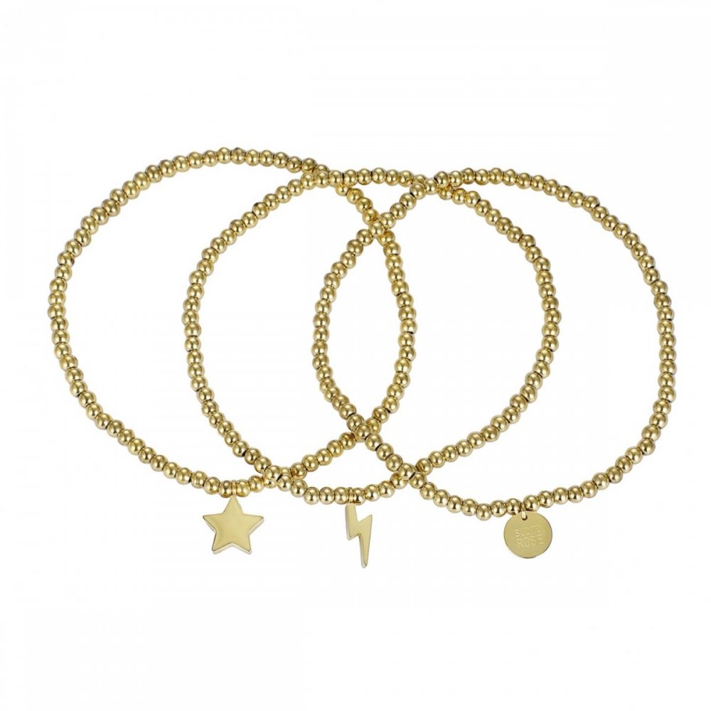 Bud to Rose Flash 3-Pack Elastic Bracelet Gold Armbånd Gull - chrismoa.no
