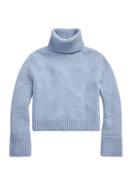Polo Ralph Lauren Wool-Cashmere roll neck jumper Genser Lys Blå Melert