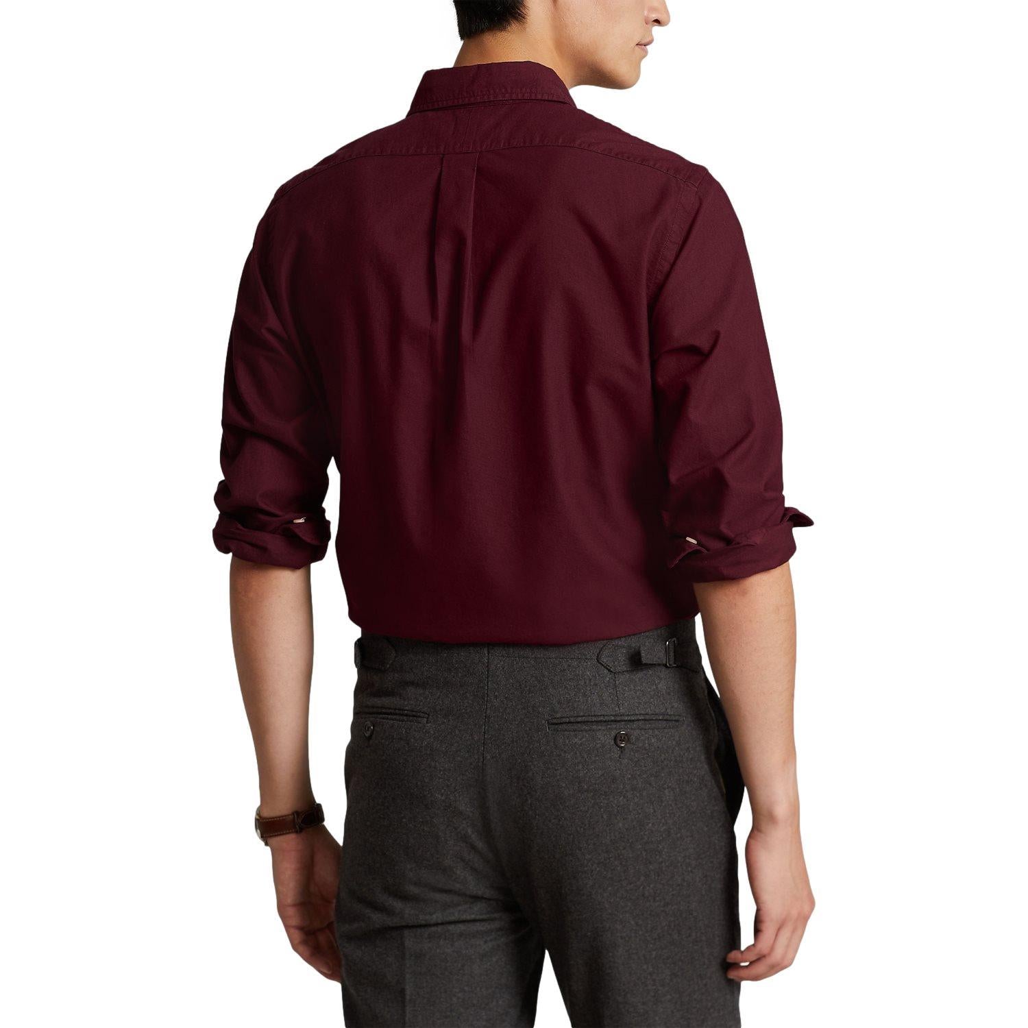 Polo Ralph Lauren Slim Fit Garment-Dyed Oxford Shirt Skjorte Vinrød - chrismoa.no