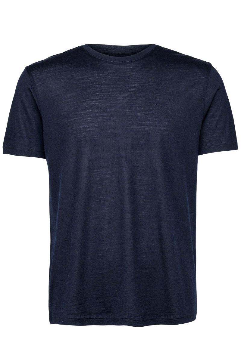 Panos Emporio Wool Short Sleeve Top T-Shirt Marine - chrismoa.no