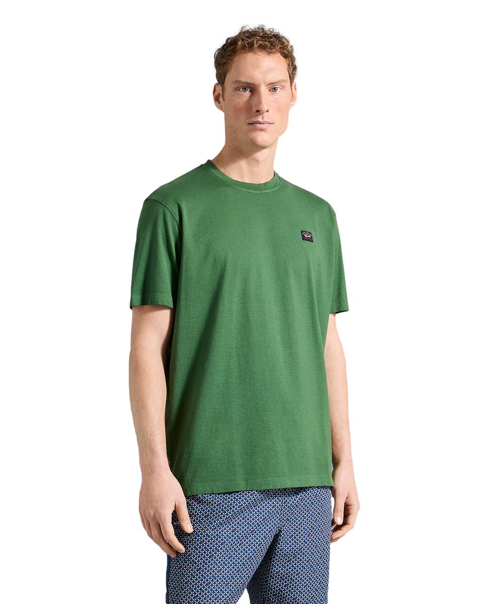 Paul & Shark Garment Dyed Cotton T-shirt With Iconic Badge T-Shirt Grønn - chrismoa.no