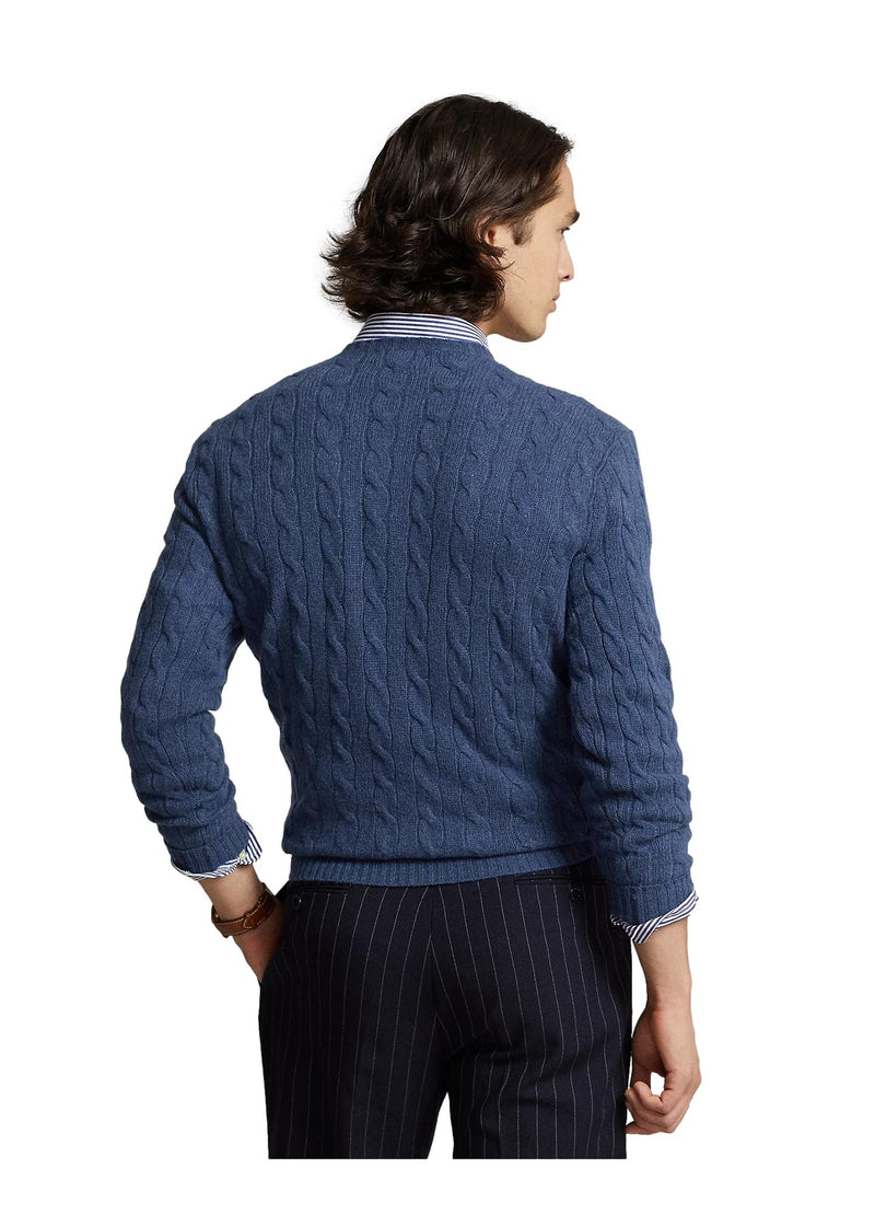 Polo Ralph Lauren Cable-Knit Wool-Cashmere Sweater Genser Blå Melert - chrismoa.no