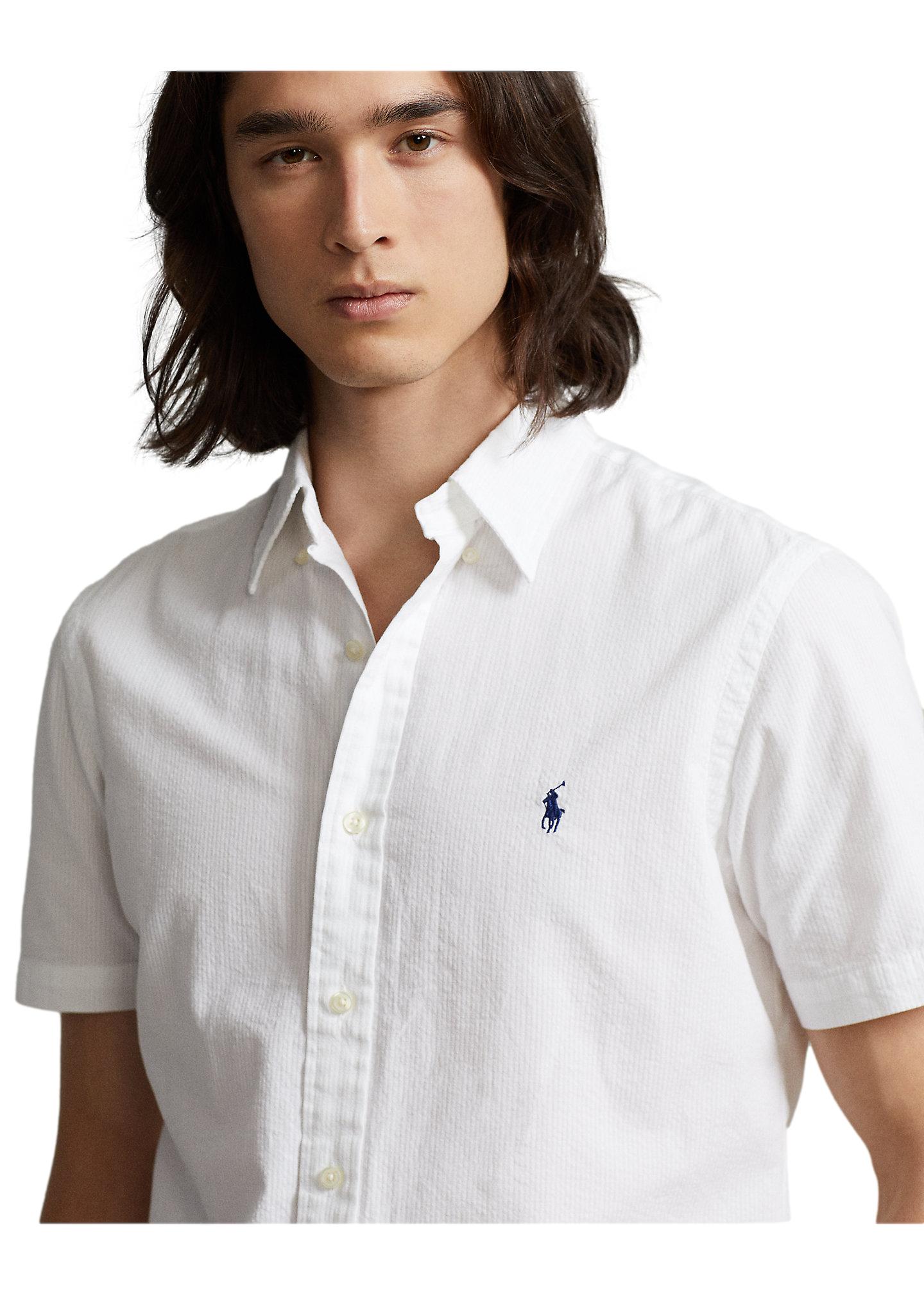 Polo Ralph Lauren Custom Fit Seersucker Shirt Skjorte Hvit - chrismoa.no