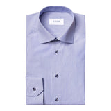Eton Slim Mid blue Poplin Shirt Skjorte Striper - chrismoa.no