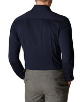 Eton Slim Navy Four-Way Stretch Shirt Skjorte Marine - chrismoa.no