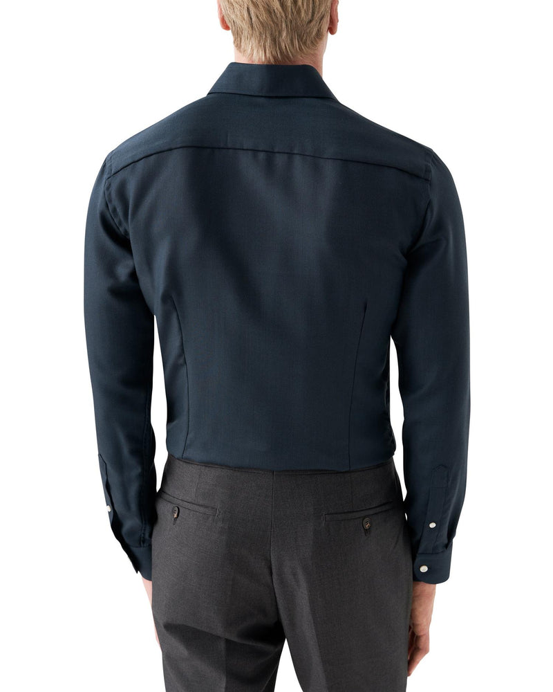Eton Contemporary Blue Merino Shirt Skjorte Marine - chrismoa.no